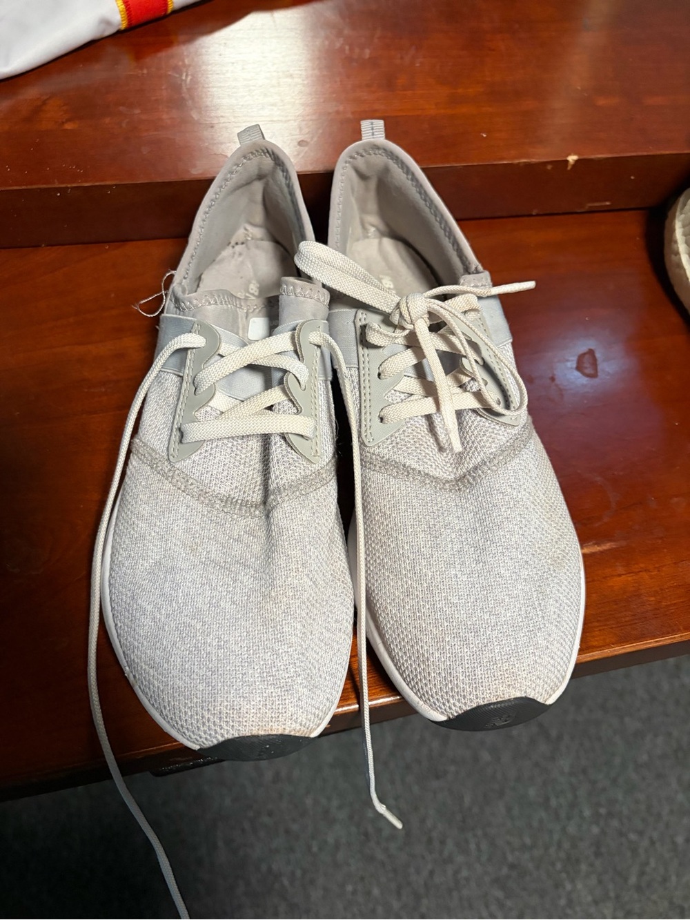 New Balance Women's Light Gray Knit Lace-Up Athletic Sneakers